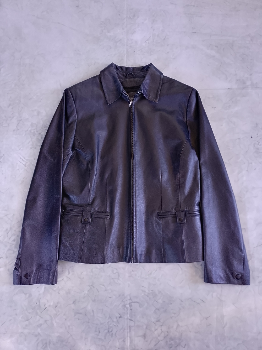 Vintage Classic Women’s Black Leather Zip Jacket